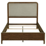 Maderia Walnut 57-Inch Upholstered Queen Panel Bed