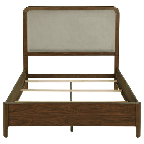 Maderia Walnut 57-Inch Upholstered Queen Panel Bed