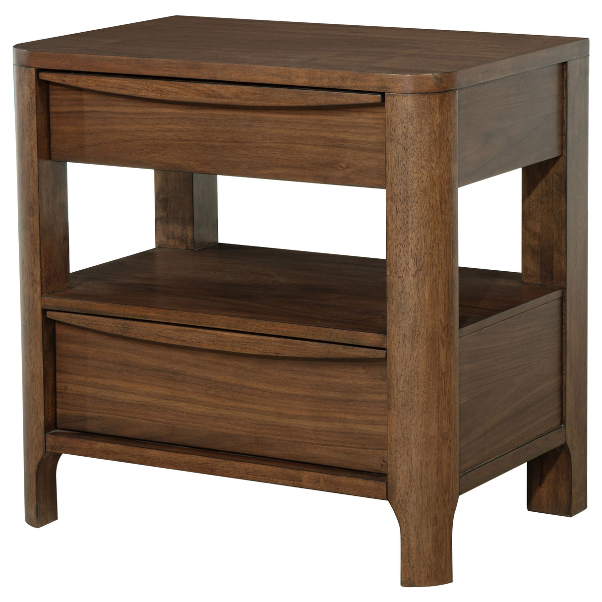 Maderia Walnut 2-Drawer Nightstand Bedside Table