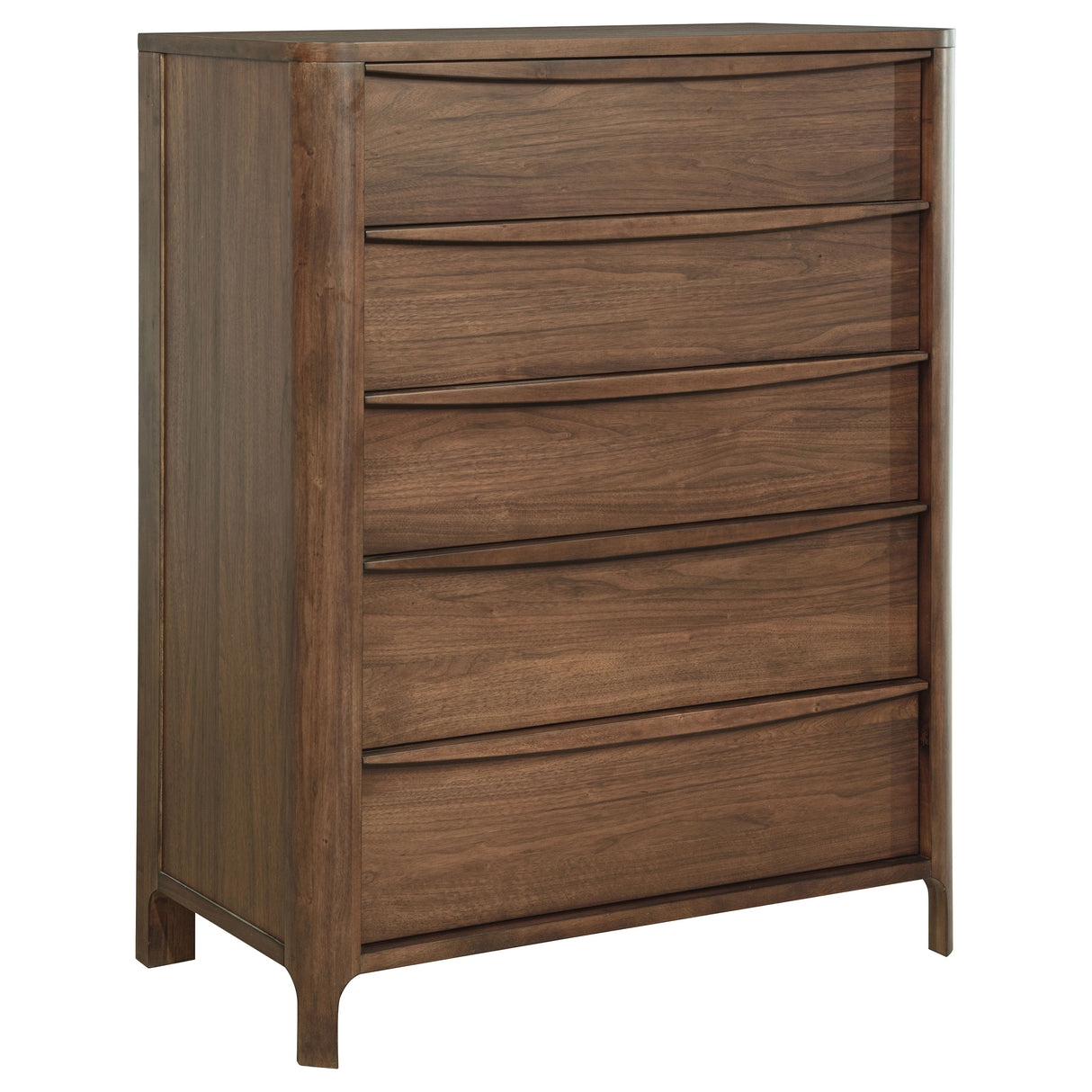Maderia Walnut 5-Drawer Chest Of Drawers