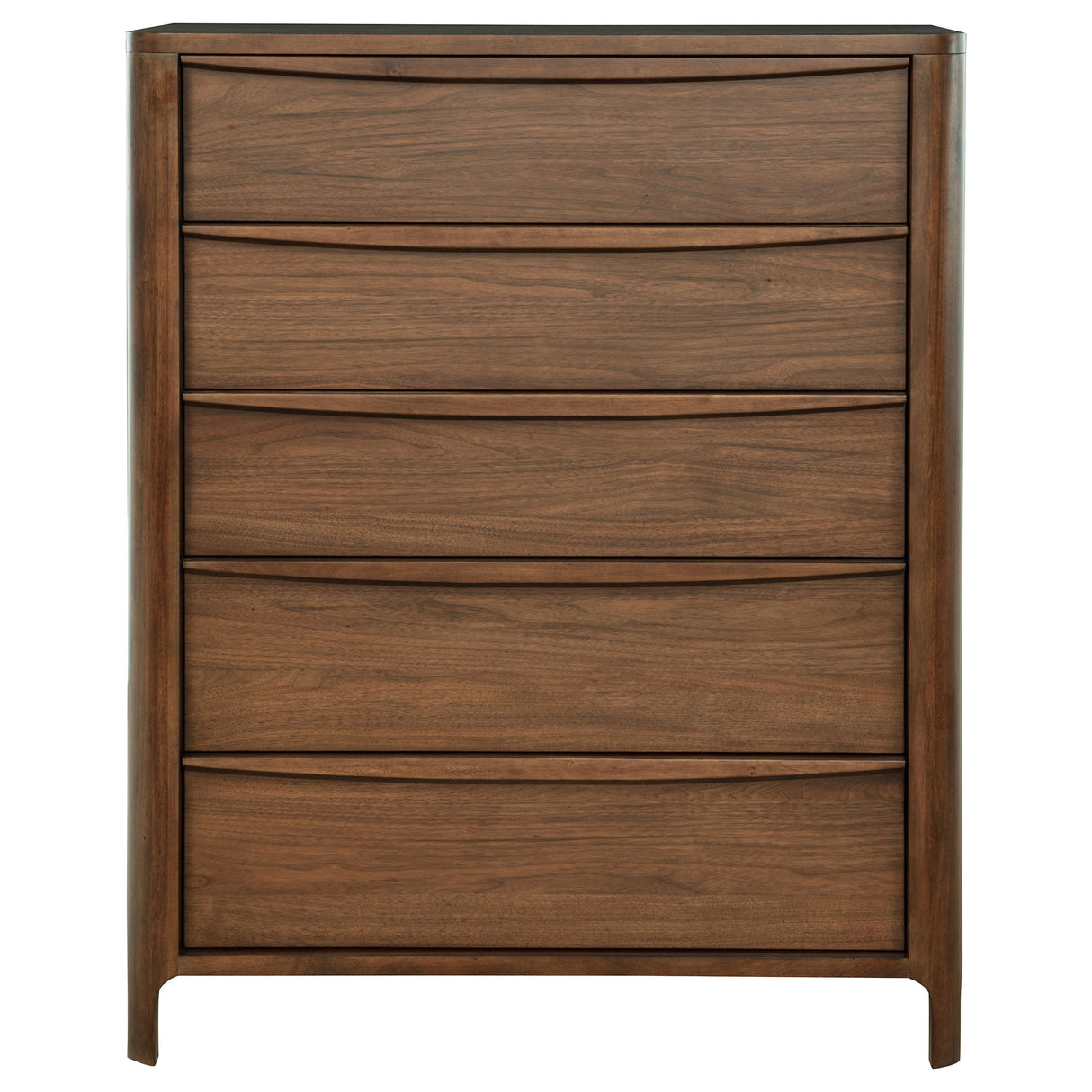 Maderia Walnut 5-Drawer Chest Of Drawers
