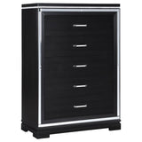 Eleanor Rectangular 5-Drawer Chest Silver And Black