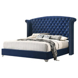 Melody Pacific Blue Upholstered Queen Wingback Bed