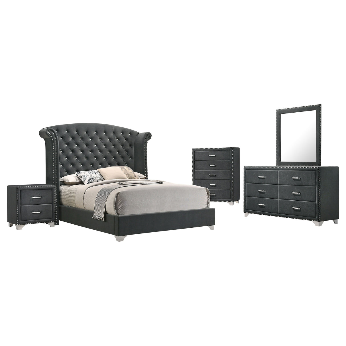 Melody Grey 5-Piece California King Bedroom Set
