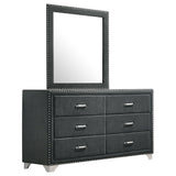 Melody Grey 6-Drawer Upholstered Dresser With Mirror