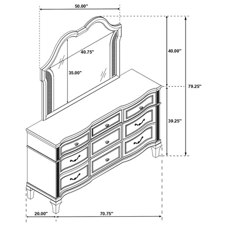 Evangeline Silver Oak 9-Drawer Dresser With Mirror