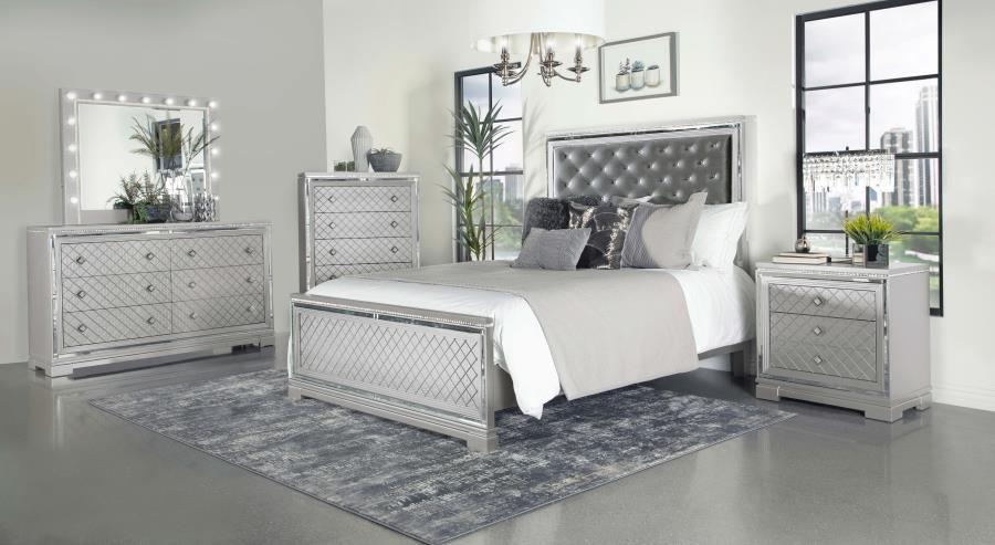 Eleanor Metallic Upholstered Tufted Bedroom Set