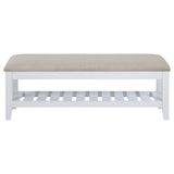 Bexhill White Upholstered Rectangular Bench With Shelf