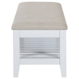 Bexhill White Upholstered Rectangular Bench With Shelf