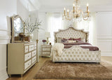 Antonella Ivory And Camel Upholstered Tufted Bedroom Set