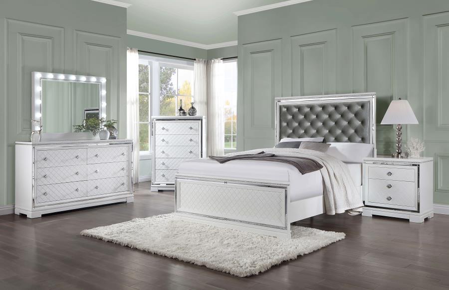 Eleanor White Upholstered Tufted Bedroom Set
