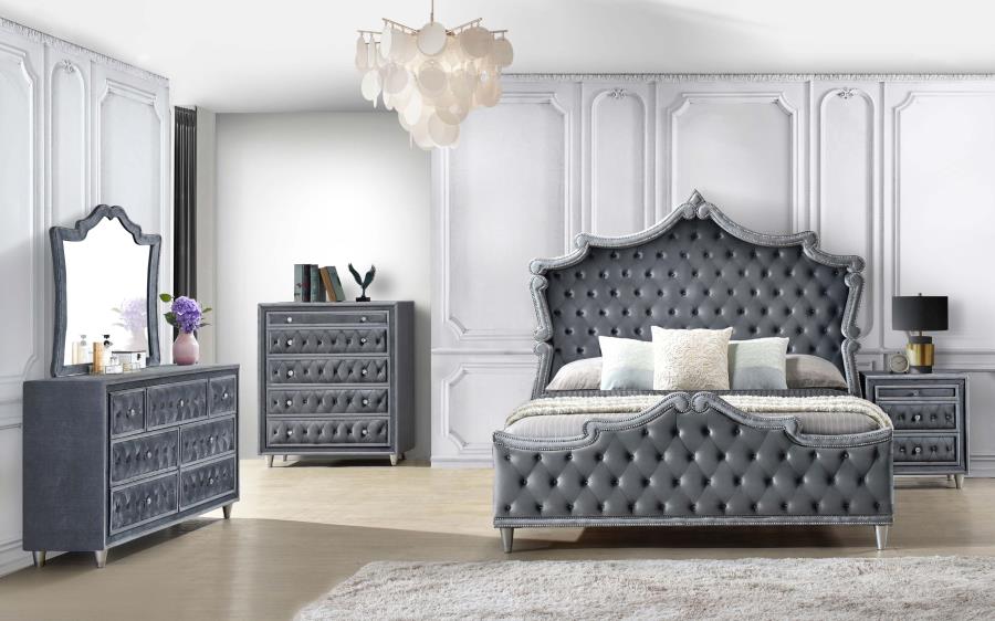 Antonella Grey Upholstered Tufted Bedroom Set