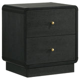 Cavelle Black 2-Drawer Nightstand Bedside Table Black