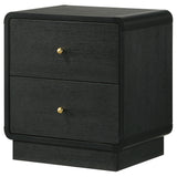 Cavelle Black 2-Drawer Nightstand Bedside Table Black