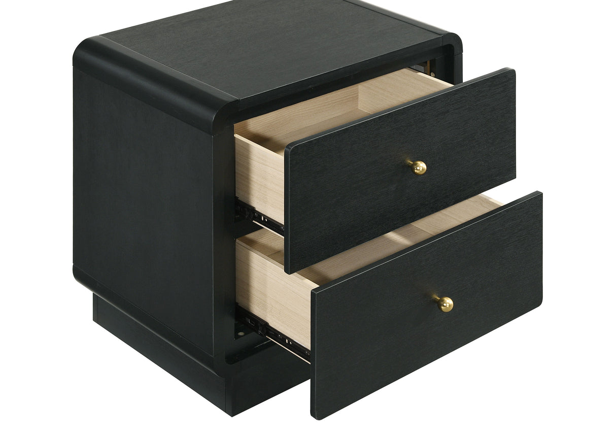 Cavelle Black 2-Drawer Nightstand Bedside Table Black
