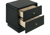 Cavelle Black 2-Drawer Nightstand Bedside Table Black