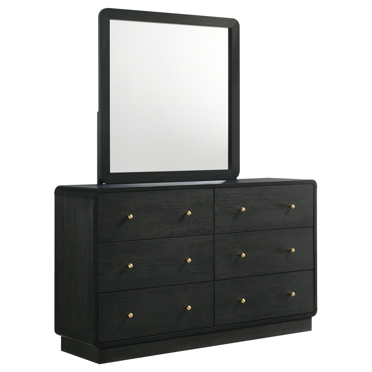Cavelle Black 6-Drawer Dresser And Mirror Black