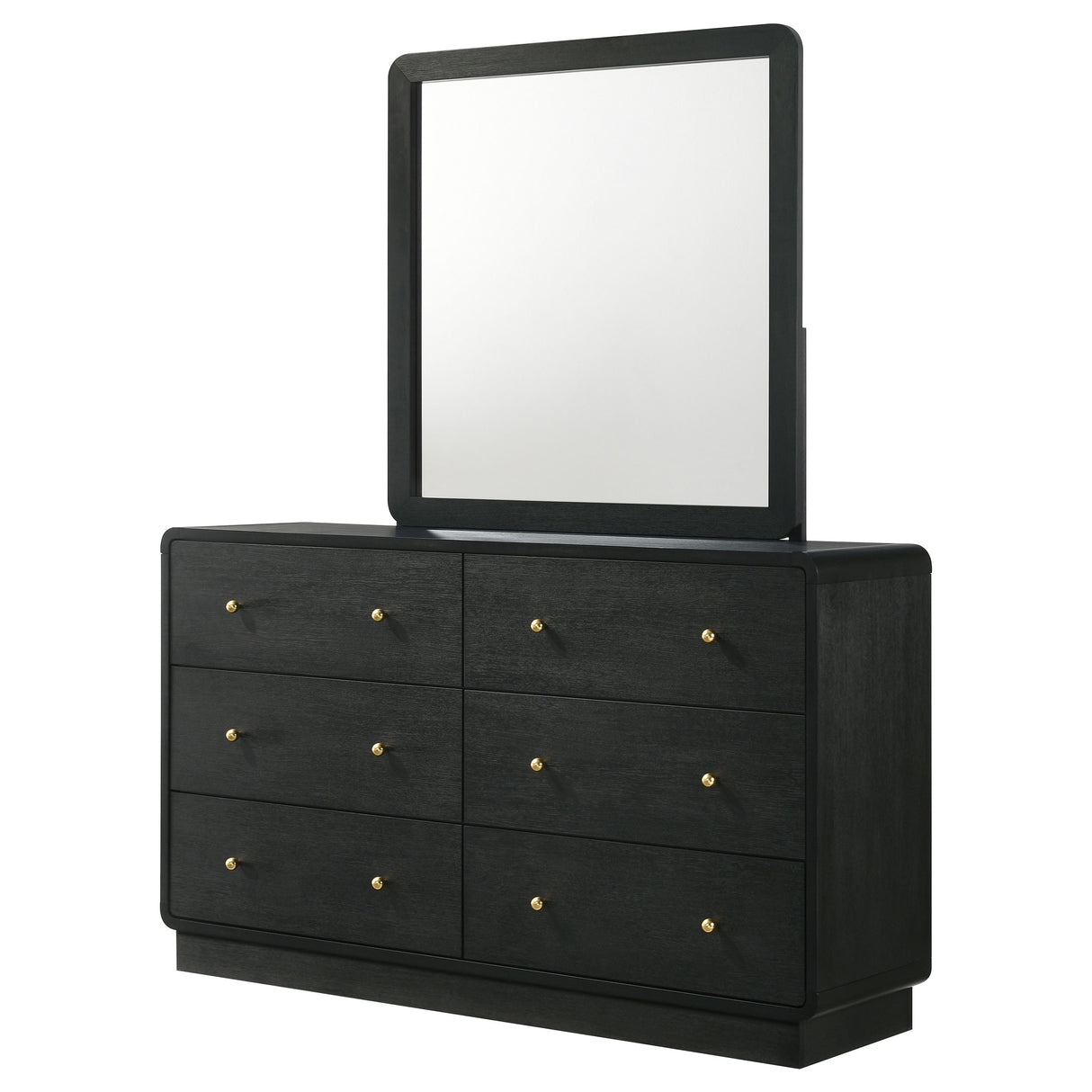Cavelle Black 6-Drawer Dresser And Mirror Black