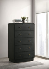 Cavelle Black 5-Drawer Chest Of Drawers Black
