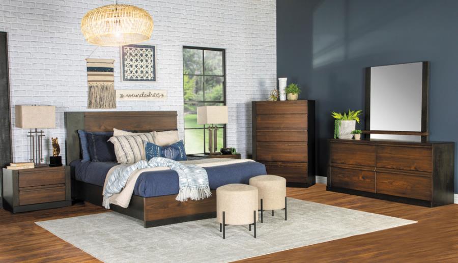 Azalia Eastern Rectangular Black And Walnut Bedroom Set