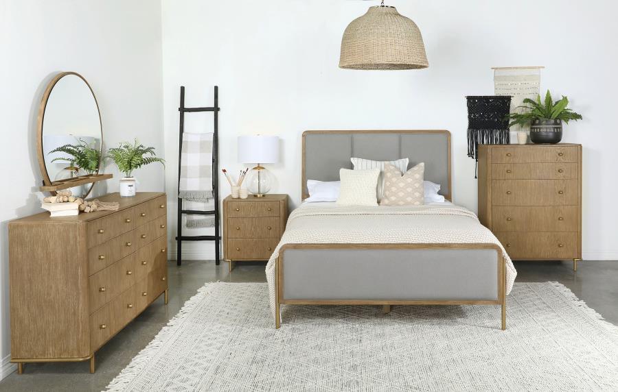 Arini Upholstered Eastern Sand Wash And Grey Bedroom Set