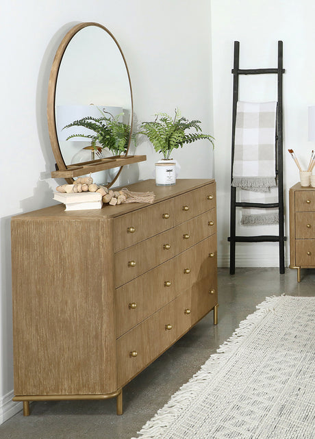 Arini Sand Wash 8-Drawer Dresser With Mirror