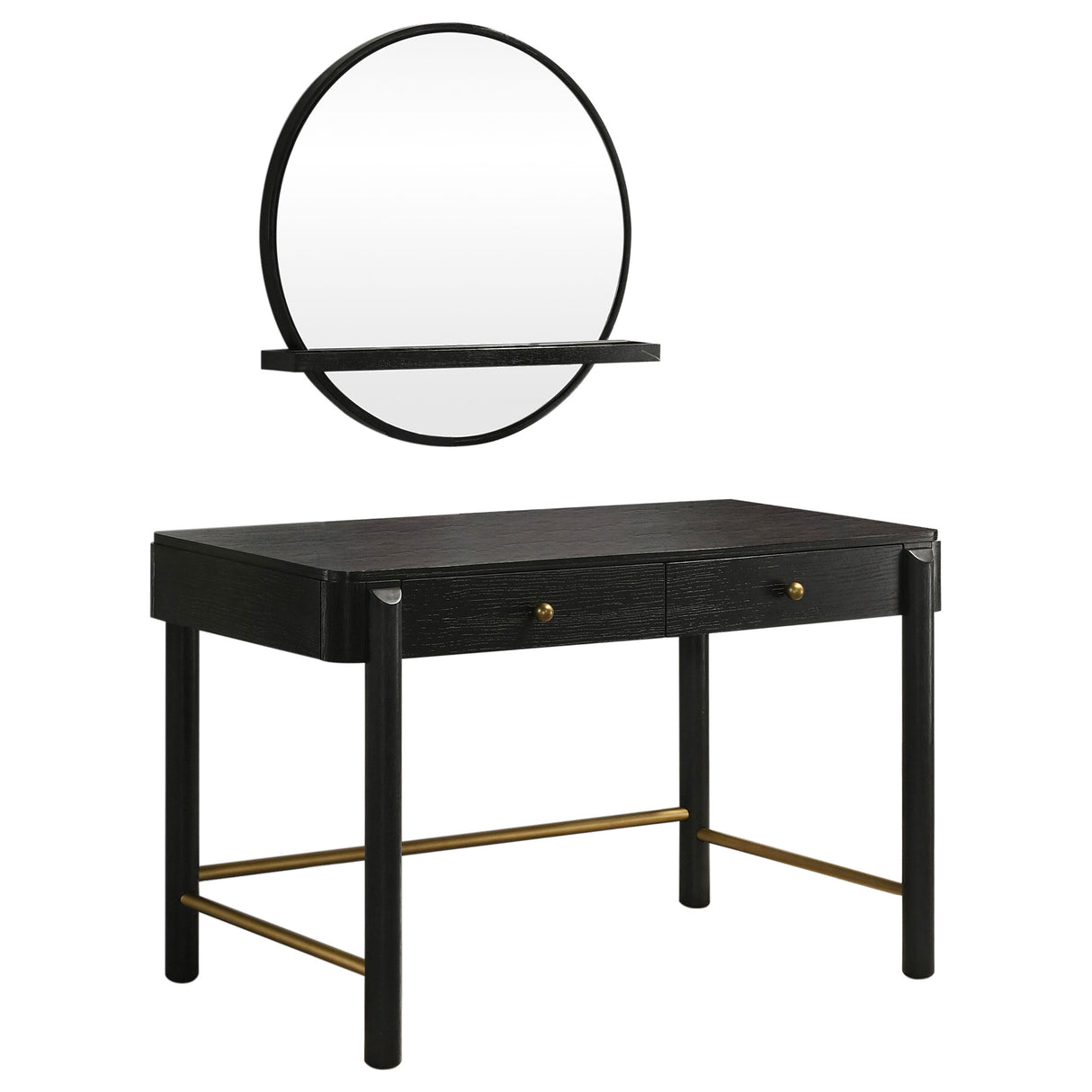 Arini Black 2-Piece Makeup Vanity Table And Mirror Set