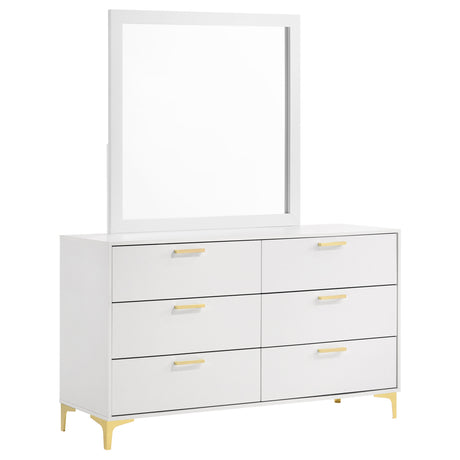 Kendall White 6-Drawer Dresser With Mirror