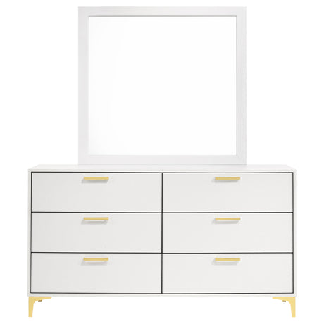 Kendall White 6-Drawer Dresser With Mirror