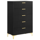 Kendall Black And Gold Panel  Bedroom Set