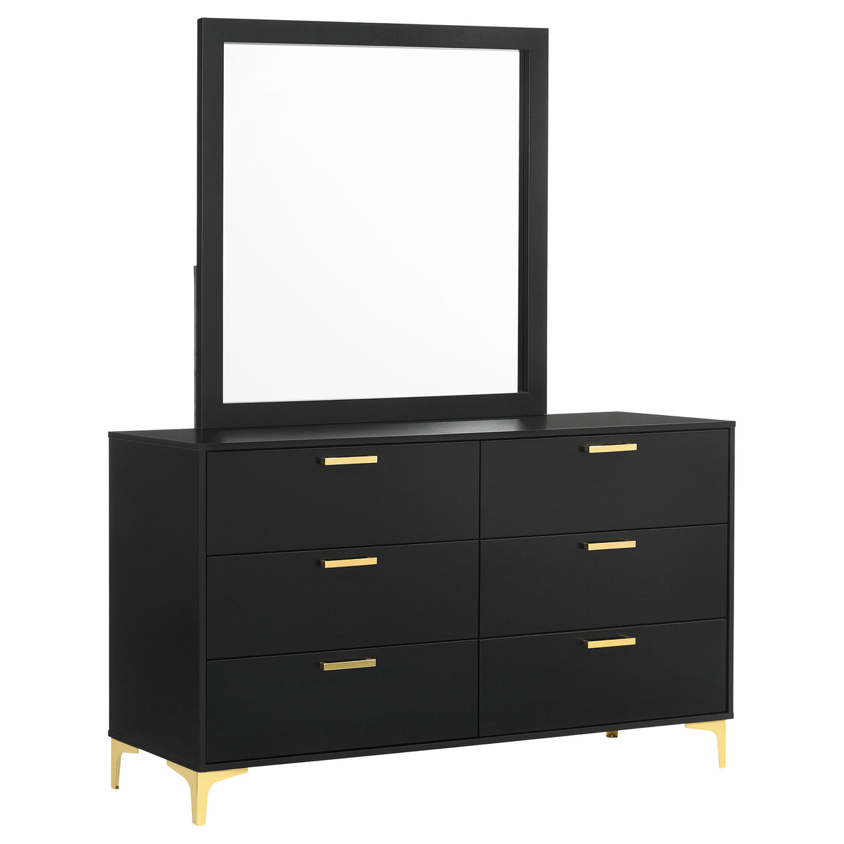Kendall Black 6-Drawer Dresser With Mirror