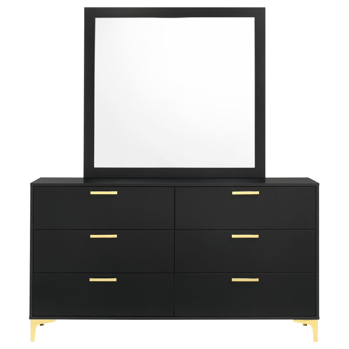 Kendall Black 6-Drawer Dresser With Mirror