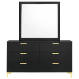 Kendall Black 6-Drawer Dresser With Mirror