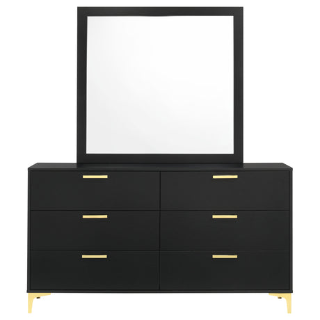 Kendall Black 6-Drawer Dresser With Mirror