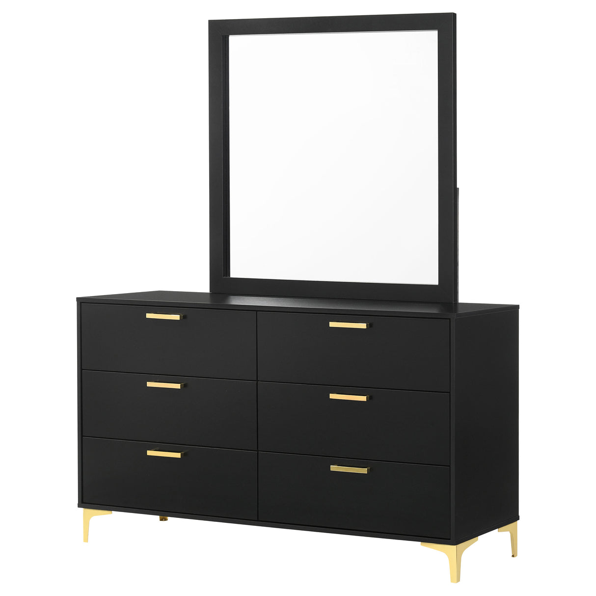Kendall Black 6-Drawer Dresser With Mirror