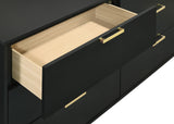 Kendall Black 6-Drawer Dresser With Mirror