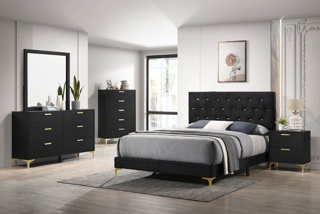 Kendall Black 6-Drawer Dresser With Mirror