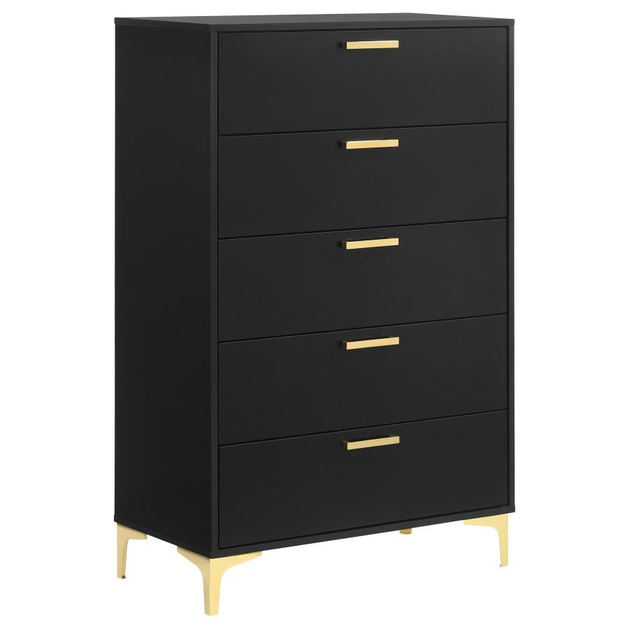 Kendall 5-Drawer Chest Black And Gold