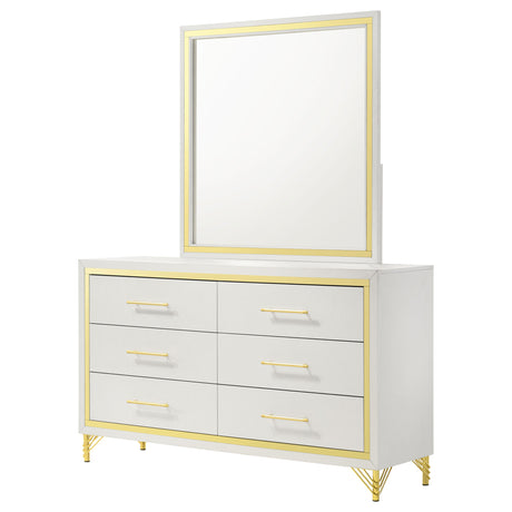Lucia White 6-Drawer Dresser With Mirror