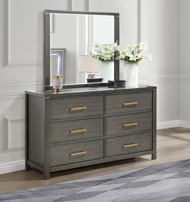 Kieran Grey 6-Drawer Dresser With Mirror