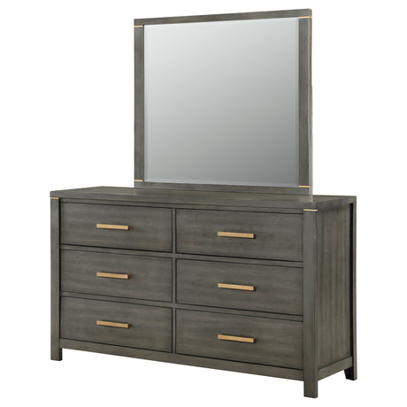 Kieran Grey 6-Drawer Dresser With Mirror