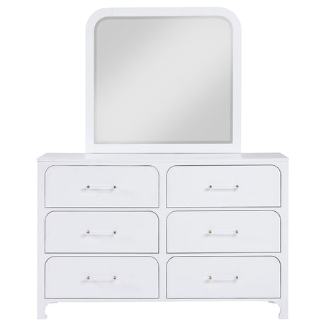 Anastasia Pearl White 6-Drawer Dresser With Mirror