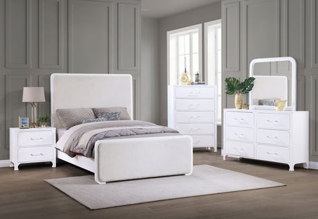 Anastasia Pearl White 6-Drawer Dresser With Mirror