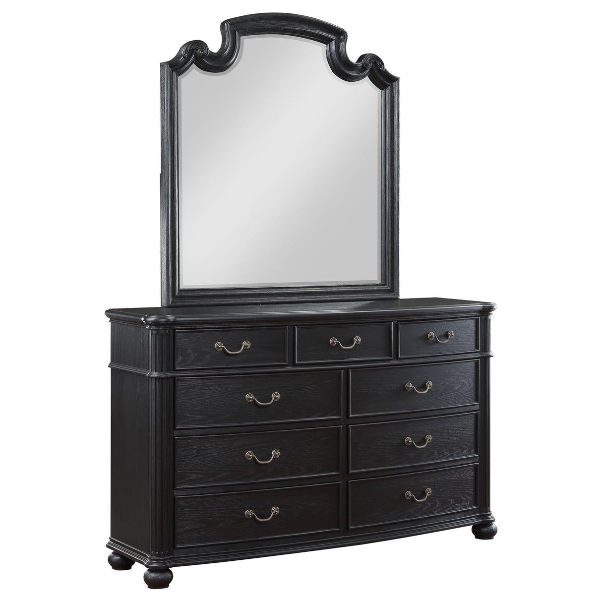Celina Black 9-Drawer Dresser With Mirror