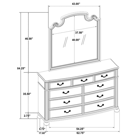 Celina Black 9-Drawer Dresser With Mirror