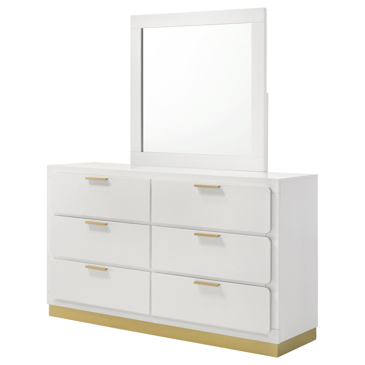 Caraway White 6-Drawer Dresser With Mirror