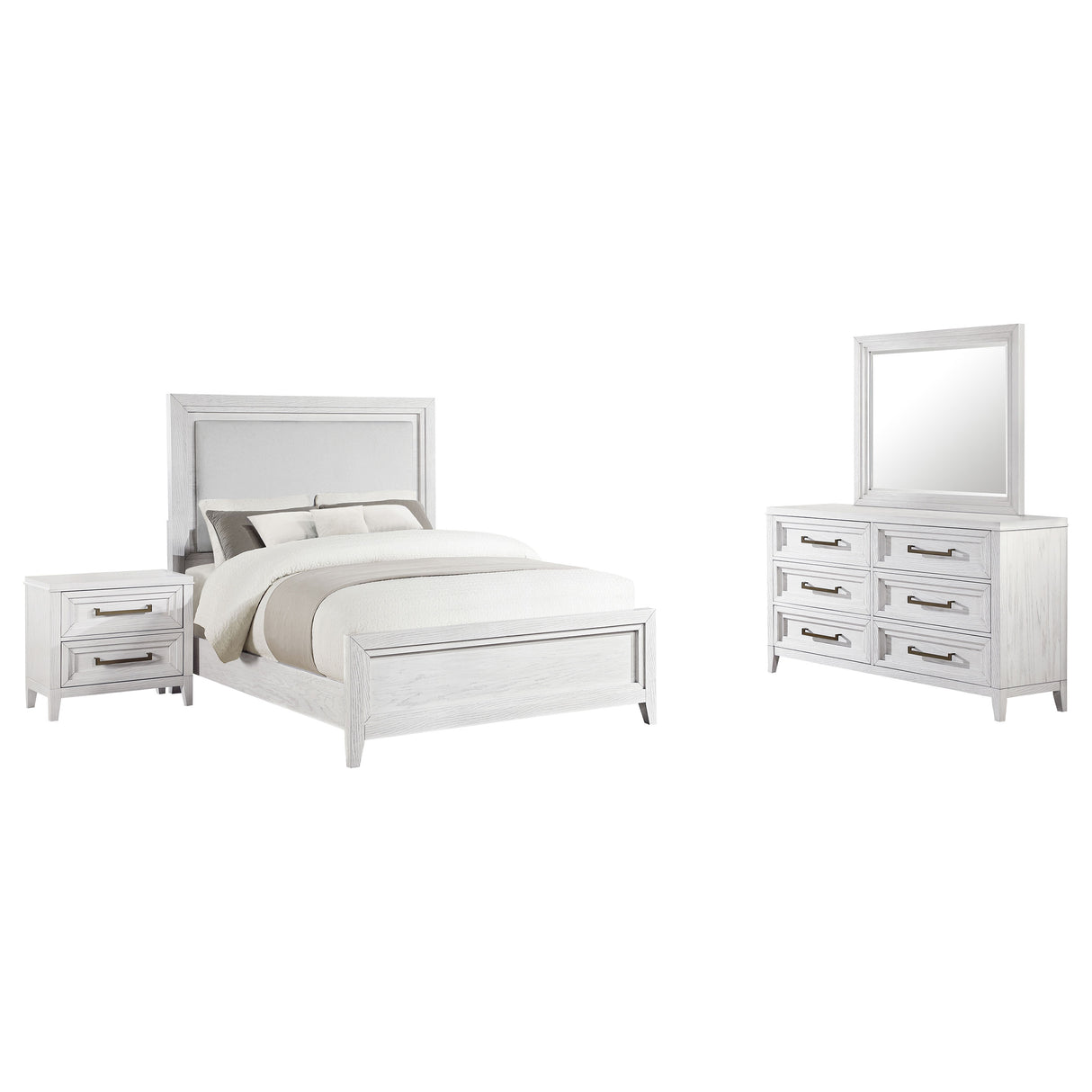 Marielle Distressed White 4-Piece Eastern King Bedroom Set