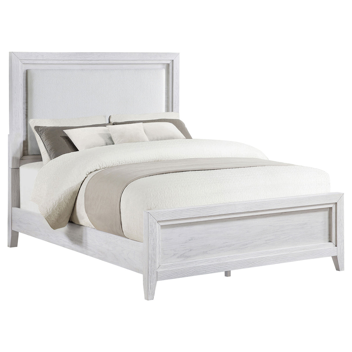 Marielle Distressed White Eastern King Panel Bed
