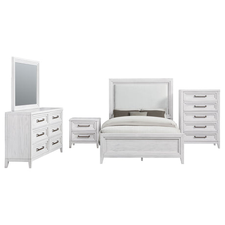 Marielle Distressed White 5-Piece Cal King Bedroom Set