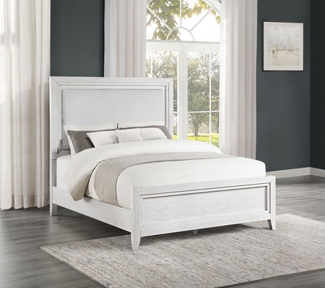 Marielle Distressed White California King Panel Bed